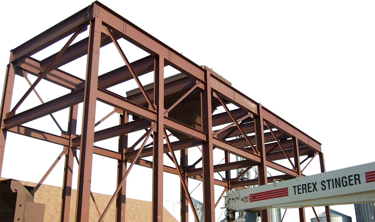 A structural steel building fabricated and manufactured by Baker-Rullman, Mfg.